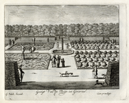 136007 Gezicht op vier vakken in de tuin van het huis Soestdijk te Baarn.